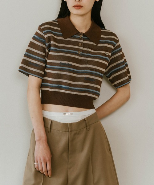 Knuth Marf】logo stripe polo knit（ポロシャツ）｜Knuth Marf