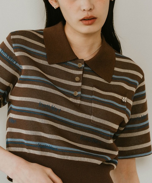 Knuth Marf】logo stripe polo knit（ポロシャツ）｜Knuth Marf