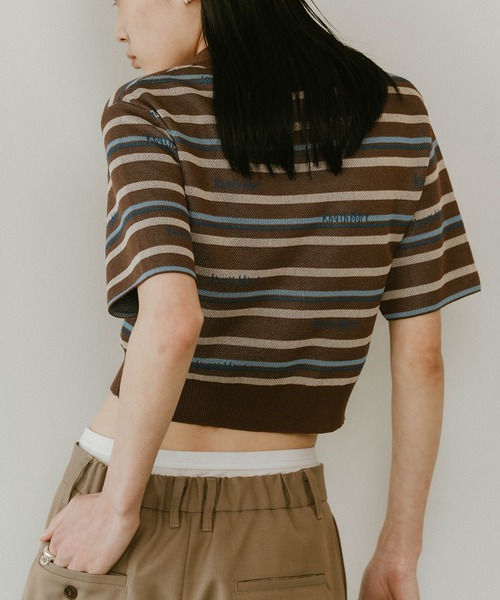 ポロシャツ ポロ 「Knuth Marf」logo stripe polo knit レディース Knuth Marf】logo stripe polo knit（ポロシャツ）｜Knuth Marf
