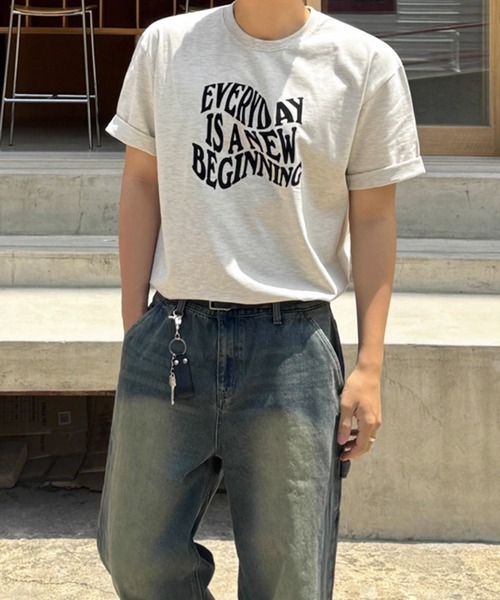 NOWLE(ノウル)の「【NOWLE】ウェーブ グラフィティ メッセージ プリント 半袖 Tシャツ(Tシャツ/カットソー・メンズ・グレー・LARGE/MEDIUM/X-LARGE)」の7枚目の写真