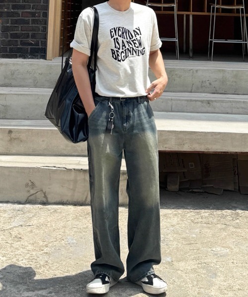 NOWLE(ノウル)の「【NOWLE】ウェーブ グラフィティ メッセージ プリント 半袖 Tシャツ(Tシャツ/カットソー・メンズ・グレー・LARGE/MEDIUM/X-LARGE)」の9枚目の写真
