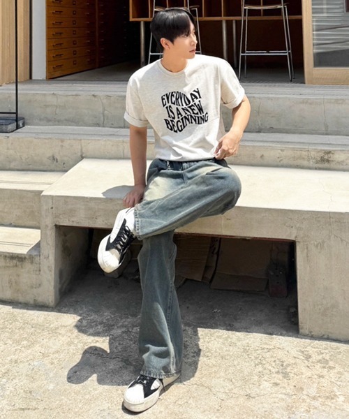 NOWLE(ノウル)の「【NOWLE】ウェーブ グラフィティ メッセージ プリント 半袖 Tシャツ(Tシャツ/カットソー・メンズ・グレー・LARGE/MEDIUM/X-LARGE)」の13枚目の写真