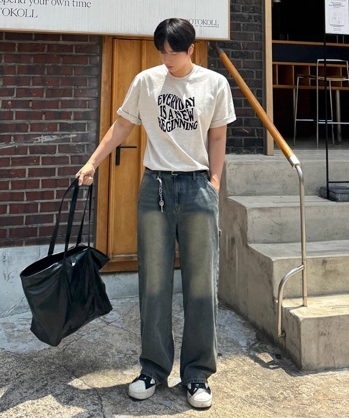 NOWLE(ノウル)の「【NOWLE】ウェーブ グラフィティ メッセージ プリント 半袖 Tシャツ(Tシャツ/カットソー・メンズ・グレー・LARGE/MEDIUM/X-LARGE)」の14枚目の写真
