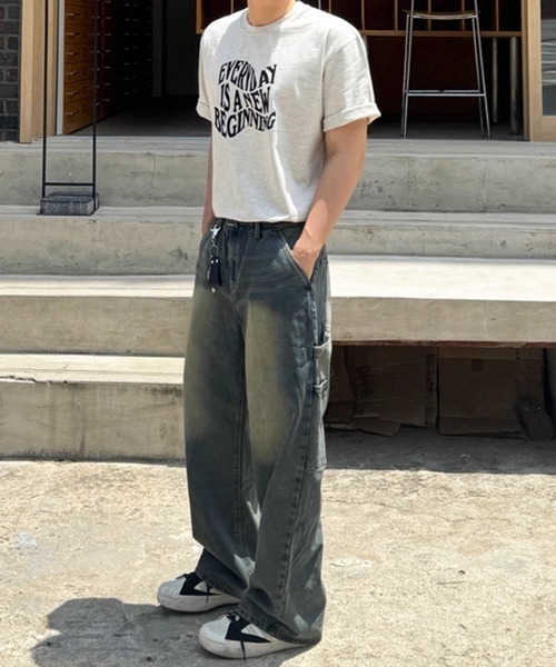 NOWLE(ノウル)の「【NOWLE】ウェーブ グラフィティ メッセージ プリント 半袖 Tシャツ(Tシャツ/カットソー・メンズ・グレー・LARGE/MEDIUM/X-LARGE)」の16枚目の写真