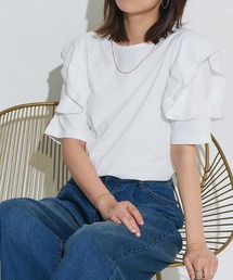 ドライタッチラッフルフリルスリーブTシャツ