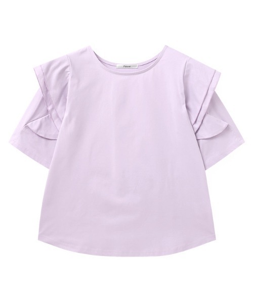 Pierrot(ピエロ)の「ドライタッチラッフルフリルスリーブTシャツ(Tシャツ/カットソー・レディース・ネイビー/ブラック/オフホワイト/ラベンダー・M/L)」の13枚目の写真