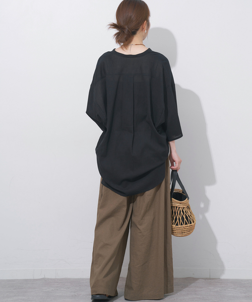 JOURNAL STANDARD relume(ジャーナルスタンダード レリューム)の「楊柳バンドカラーシャツ(シャツ/ブラウス・レディース・ブラウン/ブラック/グレー・FREE)」の7枚目の写真