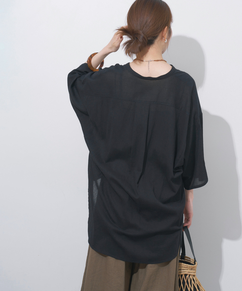 JOURNAL STANDARD relume(ジャーナルスタンダード レリューム)の「楊柳バンドカラーシャツ(シャツ/ブラウス・レディース・ブラウン/ブラック/グレー・FREE)」の12枚目の写真