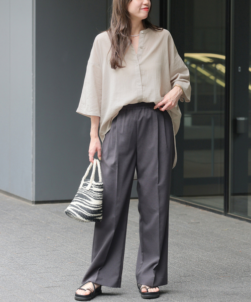 JOURNAL STANDARD relume(ジャーナルスタンダード レリューム)の「楊柳バンドカラーシャツ(シャツ/ブラウス・レディース・ブラウン/ブラック/グレー・FREE)」の13枚目の写真