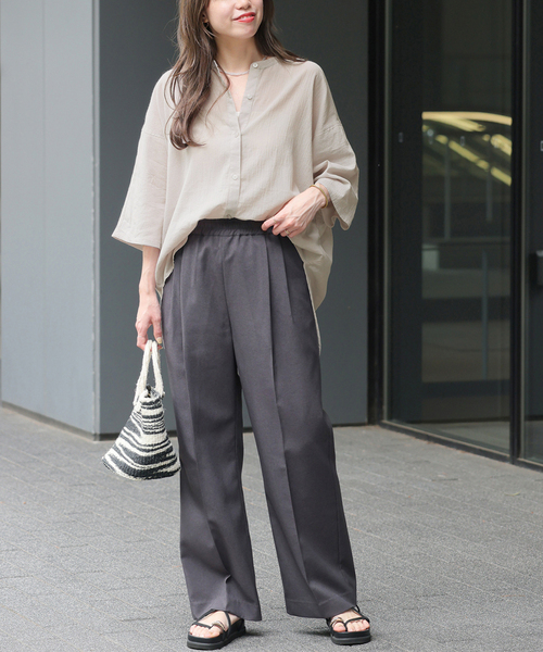 JOURNAL STANDARD relume(ジャーナルスタンダード レリューム)の「楊柳バンドカラーシャツ(シャツ/ブラウス・レディース・ブラウン/ブラック/グレー・FREE)」の14枚目の写真