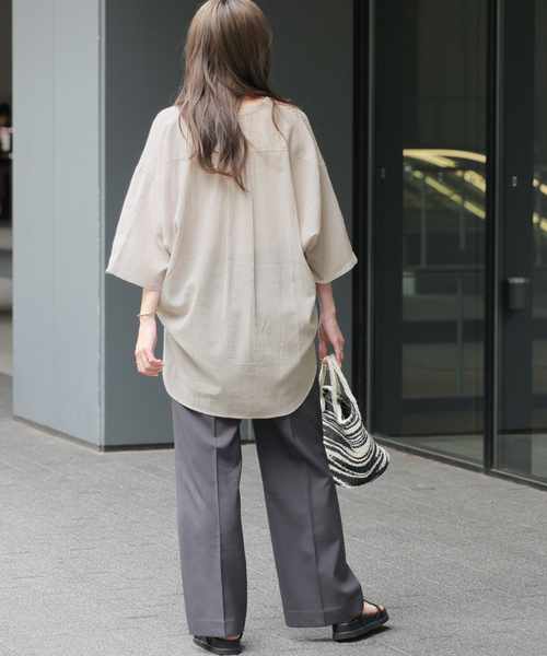 JOURNAL STANDARD relume(ジャーナルスタンダード レリューム)の「楊柳バンドカラーシャツ(シャツ/ブラウス・レディース・ブラウン/ブラック/グレー・FREE)」の17枚目の写真