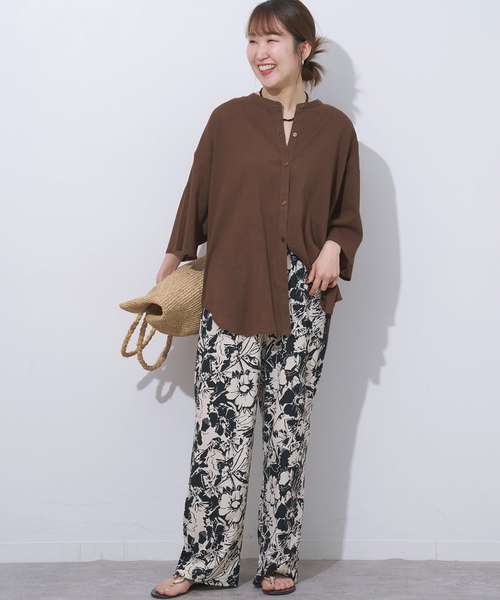 JOURNAL STANDARD relume(ジャーナルスタンダード レリューム)の「楊柳バンドカラーシャツ(シャツ/ブラウス・レディース・ブラウン/ブラック/グレー・FREE)」の21枚目の写真