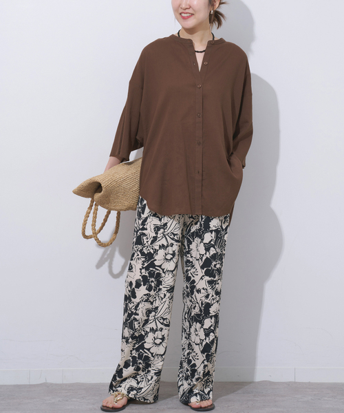 JOURNAL STANDARD relume(ジャーナルスタンダード レリューム)の「楊柳バンドカラーシャツ(シャツ/ブラウス・レディース・ブラウン/ブラック/グレー・FREE)」の22枚目の写真