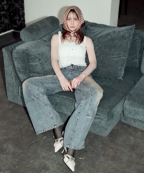 ACLENT(アクレント)の「ダブルニーワイドストレートJ/Wデニムパンツ(デニムパンツ・レディース・ブルー・SMALL/MEDIUM)」の3枚目の写真