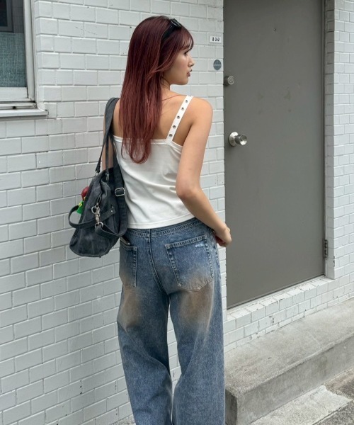 ACLENT(アクレント)の「ダブルニーワイドストレートJ/Wデニムパンツ(デニムパンツ・レディース・ブルー・SMALL/MEDIUM)」の10枚目の写真