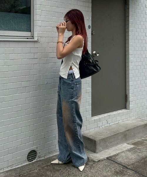 ACLENT(アクレント)の「ダブルニーワイドストレートJ/Wデニムパンツ(デニムパンツ・レディース・ブルー・SMALL/MEDIUM)」の11枚目の写真