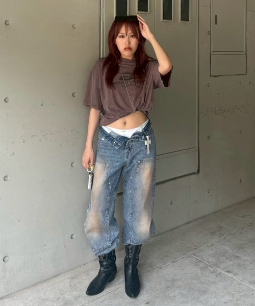 ACLENT(アクレント)の「ダブルニーワイドストレートJ/Wデニムパンツ(デニムパンツ・レディース・ブルー・SMALL/MEDIUM)」の18枚目の写真