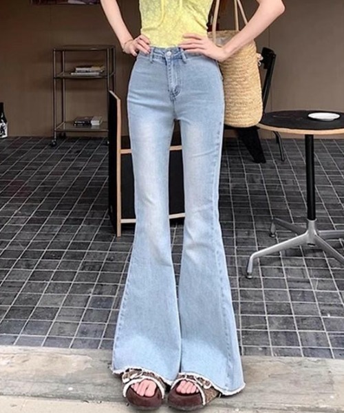 RECTO レクト コットンハイウエストフレアデニム FREE STYLISTS ジーンズ デニム デニムパンツ 美脚ハイウエスト
