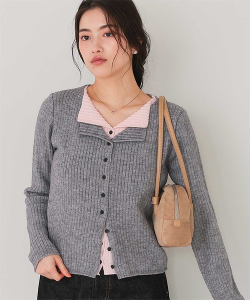 titivate（ティティベイト）の「レイヤード風リブニットトップス（ニット/セーター・レディース・ブラック/ネイビー/ベージュ/ライトイエロー/ライトグレー/ブラウン/グレー・L/M/S）」の4枚目の写真