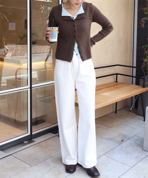 titivate（ティティベイト）の「レイヤード風リブニットトップス（ニット/セーター・レディース・ブラック/ネイビー/ベージュ/ライトイエロー/ライトグレー/ブラウン/グレー・L/M/S）」の14枚目の写真