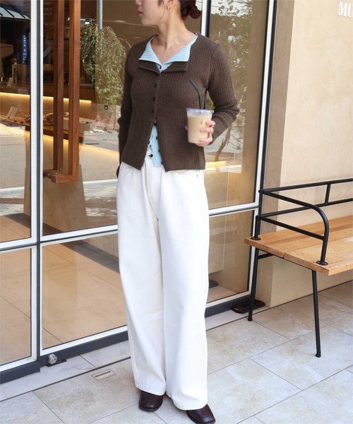 titivate（ティティベイト）の「レイヤード風リブニットトップス（ニット/セーター・レディース・ブラック/ネイビー/ベージュ/ライトイエロー/ライトグレー/ブラウン/グレー・L/M/S）」の11枚目の写真