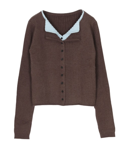 titivate（ティティベイト）の「レイヤード風リブニットトップス（ニット/セーター・レディース・ブラック/ネイビー/ベージュ/ライトイエロー/ライトグレー/ブラウン/グレー・L/M/S）」の8枚目の写真