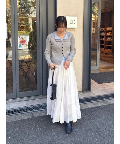 titivate（ティティベイト）の「レイヤード風リブニットトップス（ニット/セーター・レディース・ブラック/ネイビー/ベージュ/ライトイエロー/ライトグレー/ブラウン/グレー・L/M/S）」の15枚目の写真