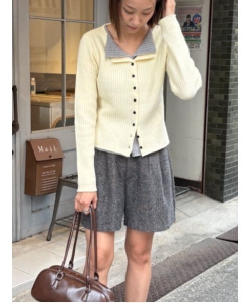 titivate（ティティベイト）の「レイヤード風リブニットトップス（ニット/セーター・レディース・ブラック/ネイビー/ベージュ/ライトイエロー/ライトグレー/ブラウン/グレー・L/M/S）」の17枚目の写真