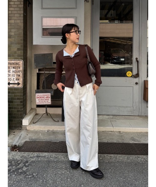 titivate（ティティベイト）の「レイヤード風リブニットトップス（ニット/セーター・レディース・ブラック/ネイビー/ベージュ/ライトイエロー/ライトグレー/ブラウン/グレー・L/M/S）」の16枚目の写真