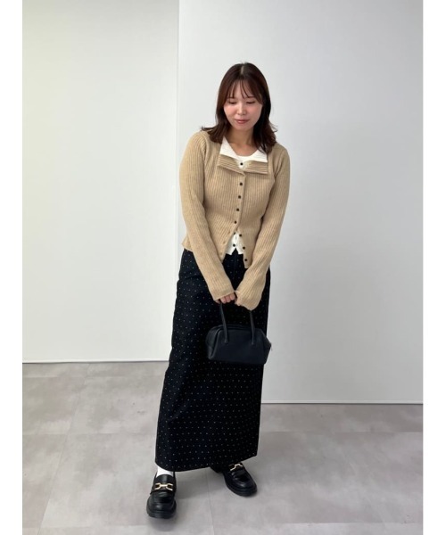 titivate（ティティベイト）の「レイヤード風リブニットトップス（ニット/セーター・レディース・ブラック/ネイビー/ベージュ/ライトイエロー/ライトグレー/ブラウン/グレー・L/M/S）」の20枚目の写真