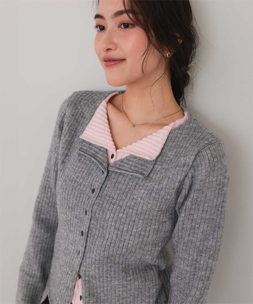 titivate（ティティベイト）の「レイヤード風リブニットトップス（ニット/セーター・レディース・ブラック/ネイビー/ベージュ/ライトイエロー/ライトグレー/ブラウン/グレー・L/M/S）」の22枚目の写真