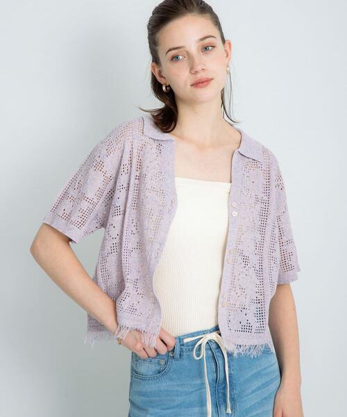 URBAN RESEARCH Sonny Label(アーバンリサーチサニーレーベル)の「フラワーメッシュサマーニットシャツ(シャツ/ブラウス・レディース・ラベンダー/オフホワイト/チャコールグレー・FREE)」の11枚目の写真