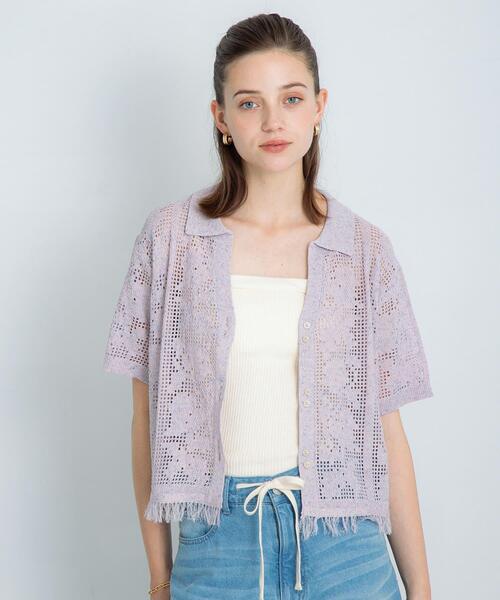 URBAN RESEARCH Sonny Label(アーバンリサーチサニーレーベル)の「フラワーメッシュサマーニットシャツ(シャツ/ブラウス・レディース・ラベンダー/オフホワイト/チャコールグレー・FREE)」の12枚目の写真