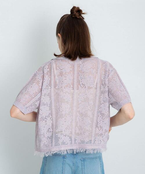 URBAN RESEARCH Sonny Label(アーバンリサーチサニーレーベル)の「フラワーメッシュサマーニットシャツ(シャツ/ブラウス・レディース・ラベンダー/オフホワイト/チャコールグレー・FREE)」の14枚目の写真
