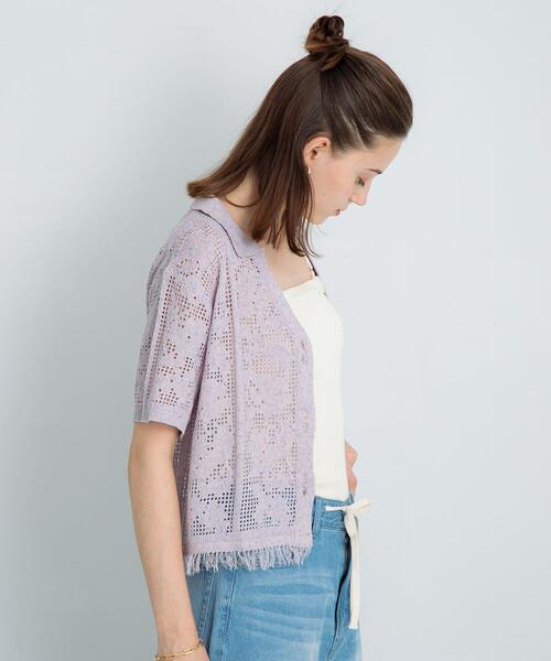 URBAN RESEARCH Sonny Label(アーバンリサーチサニーレーベル)の「フラワーメッシュサマーニットシャツ(シャツ/ブラウス・レディース・ラベンダー/オフホワイト/チャコールグレー・FREE)」の15枚目の写真