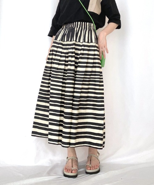 Q（キュー）の「ボーダースカート（スカート・レディース・ブラック系その他・MEDIUM）」の9枚目の写真