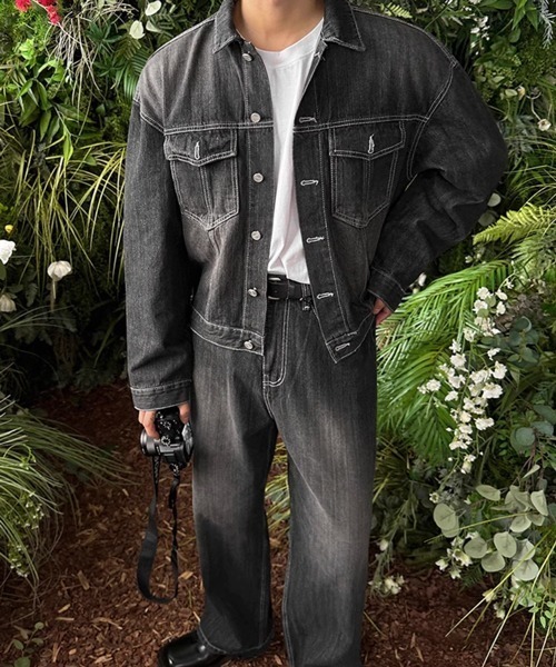 NOWLE(ノウル)の「【NOWLE】ヴィンテージ ウォッシュ デニム ショート ジャケット(デニムジャケット・メンズ・ブラック・X-LARGE/MEDIUM/LARGE)」の10枚目の写真