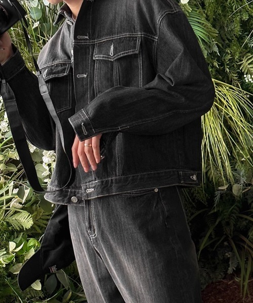 NOWLE(ノウル)の「【NOWLE】ヴィンテージ ウォッシュ デニム ショート ジャケット(デニムジャケット・メンズ・ブラック・X-LARGE/MEDIUM/LARGE)」の5枚目の写真