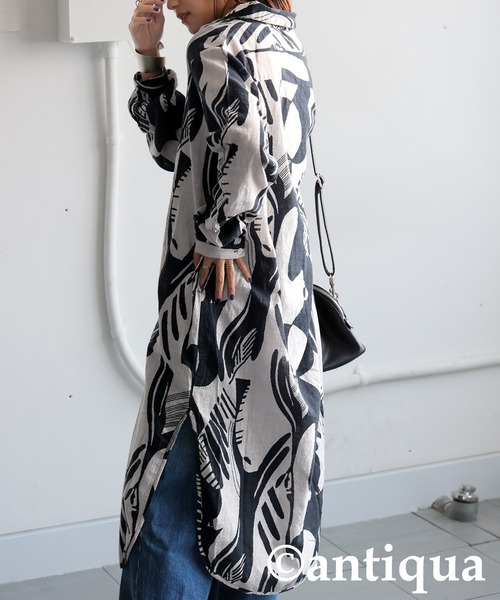 antiqua(アンティカ)の「モノトーン柄シャツワンピース(シャツワンピース・レディース・ブラック系その他・ONESIZE)」の9枚目の写真