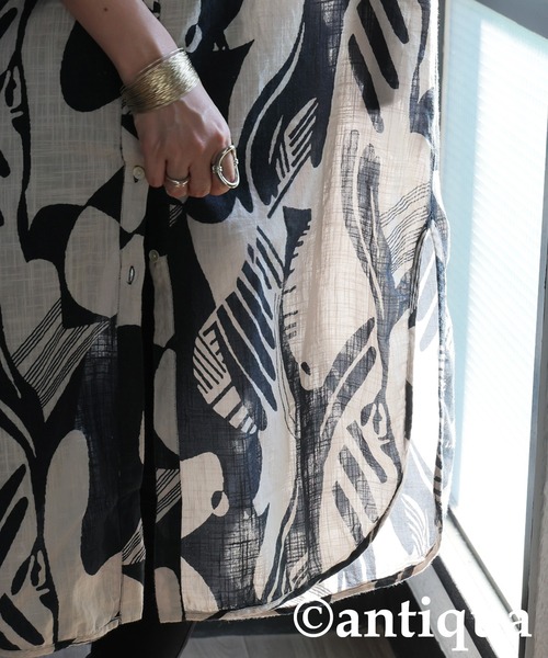 antiqua(アンティカ)の「モノトーン柄シャツワンピース(シャツワンピース・レディース・ブラック系その他・ONESIZE)」の10枚目の写真