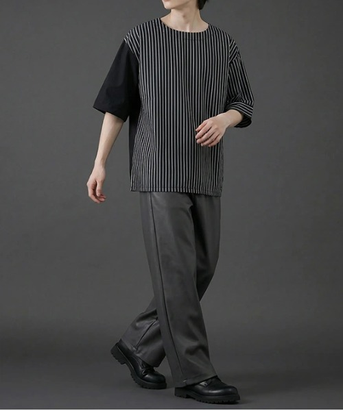 revertical（リバーティカル）の「無地ストライプダブルフェイスTシャツ（Tシャツ/カットソー・メンズ・ブルー/ブラック・SMALL/MEDIUM/LARGE）」の11枚目の写真