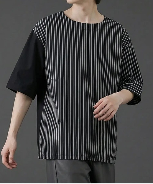 revertical（リバーティカル）の「無地ストライプダブルフェイスTシャツ（Tシャツ/カットソー・メンズ・ブルー/ブラック・SMALL/MEDIUM/LARGE）」の5枚目の写真