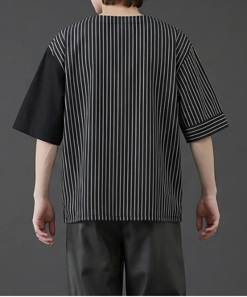 revertical（リバーティカル）の「無地ストライプダブルフェイスTシャツ（Tシャツ/カットソー・メンズ・ブルー/ブラック・SMALL/MEDIUM/LARGE）」の4枚目の写真