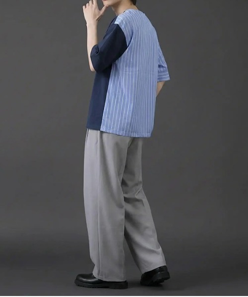 revertical（リバーティカル）の「無地ストライプダブルフェイスTシャツ（Tシャツ/カットソー・メンズ・ブルー/ブラック・SMALL/MEDIUM/LARGE）」の21枚目の写真
