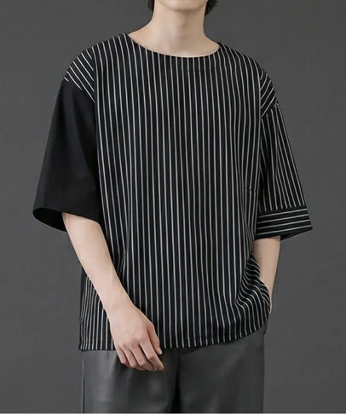 revertical（リバーティカル）の「無地ストライプダブルフェイスTシャツ（Tシャツ/カットソー・メンズ・ブルー/ブラック・SMALL/MEDIUM/LARGE）」の6枚目の写真