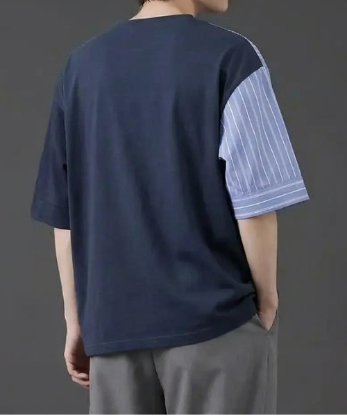 revertical（リバーティカル）の「無地ストライプダブルフェイスTシャツ（Tシャツ/カットソー・メンズ・ブルー/ブラック・SMALL/MEDIUM/LARGE）」の18枚目の写真