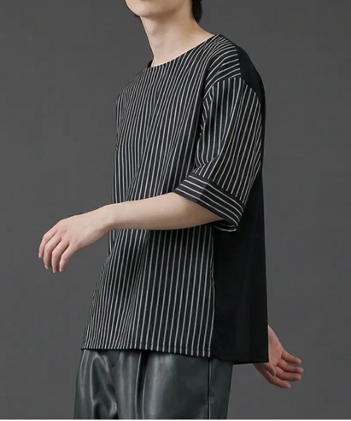 revertical（リバーティカル）の「無地ストライプダブルフェイスTシャツ（Tシャツ/カットソー・メンズ・ブルー/ブラック・SMALL/MEDIUM/LARGE）」の7枚目の写真