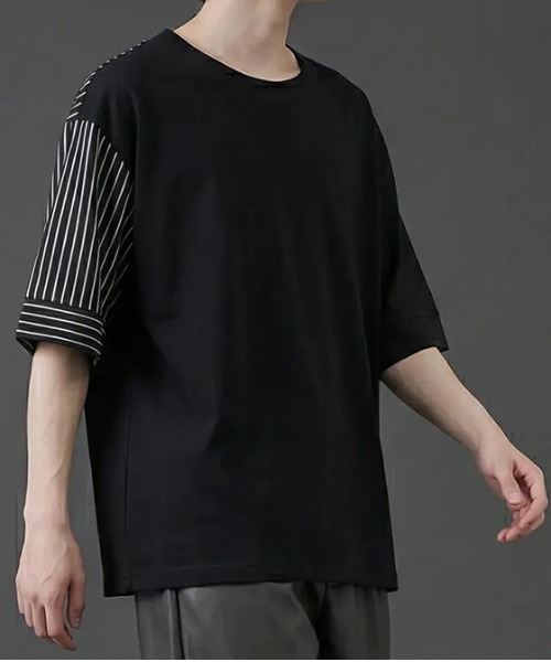 revertical（リバーティカル）の「無地ストライプダブルフェイスTシャツ（Tシャツ/カットソー・メンズ・ブルー/ブラック・SMALL/MEDIUM/LARGE）」の3枚目の写真