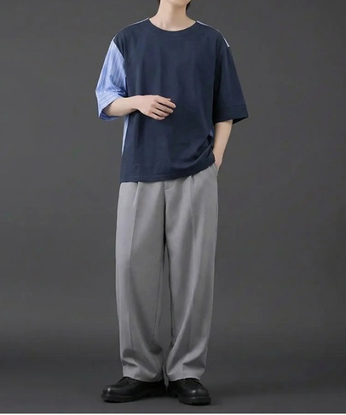 revertical（リバーティカル）の「無地ストライプダブルフェイスTシャツ（Tシャツ/カットソー・メンズ・ブルー/ブラック・SMALL/MEDIUM/LARGE）」の19枚目の写真
