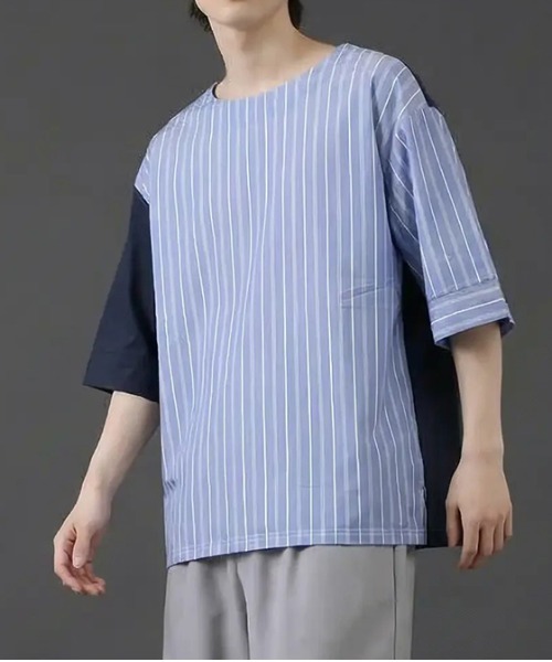 revertical（リバーティカル）の「無地ストライプダブルフェイスTシャツ（Tシャツ/カットソー・メンズ・ブルー/ブラック・SMALL/MEDIUM/LARGE）」の16枚目の写真